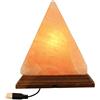 Valmoni Sport Lampada piramide USB LED sale dell'Himalaya cambia colore, base in legno, luce colorata