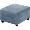 Yekuhe Copri Pouf Quadrato 100x100 50x50 60x60 80x80 40 x 40 90x90 70x70 Elasticizzato Velluto Copri Pouf poggiapiedi Telo Copri Pouf Quadrato Copertura per Pouf poggiapiedi(Dusty Blue,40x40cm/16x16in)