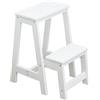 XFGFDFF Scaletta e Sgabello Legno, Sgabello Scala Pieghevole Sgabello Pieghevole Scaletta in Legno Sedia Scalette a 2 Gradini Scaletta Pieghevole Leggera per Cucina Domestica Sgabelli da Campeggio Loft,Bianc