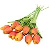 KHTO - Bouquet di fiori artificiali artificiali con tulipani veri al tatto, per decorazione di matrimoni, fiori, decorazione per la casa (arancione)