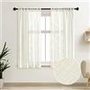 SHINELAND Tende trasparenti, 2 pannelli, con tasca per asta, in lino, stile bohémien, corte, per finestre piccole di cucina/camera da letto/camera ospiti/bagno/soggiorno, lunghe 114,3 cm, bianco sporco/avorio