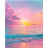 Yaoyaocc Spiaggia Rosa Mare Paesaggio Diamond Painting, Diamond Painting Kit Completo 5D, La pittura con diamanti fai-da-te è adatta sia ai principianti che agli adulti, Decorazione Casa Diamante Art, 30x40 cm