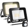 RIGIDON 2x 20W 2000lm faretto con pir sensore di movimento, proiettori led