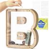 DBPBToU Salvadanaio Personalizzato in Legno Trasparente, Apribile per Bambini, Grande Creativo per Regalo di Compleanno/Decorazione Domestica/Ricordo (B)