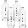 BrandPrint Set di 4 Bottiglie in Vetro Modello ARTEMIDE, 750 ml, Serigrafia 4 Frizzante, Tappo a Vite colore Argento | Bottiglia Vetro Acqua