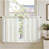 TOPICK Tende a pannello, effetto lino, per soggiorno, set da 2 pezzi, altezza 75 x 90 cm, per cucina, piccole finestre, traslucide, moderne, stile rustico, con coulisse, colore bianco crema