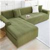 AYUOEODM Copridivano Impermeabile Copertura Divano Angolare 3 2 4 Posti Con Penisola, Elasticizzato Salvadivano Chaise Longue Forma Di L Antiscivolo Per Cane Gatto Antigraffio(Green,90cm-140cm)