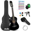 Moukey Basswood 30 Inch mini Classical Practice Guitar, Pure Black