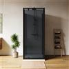 Parama Box doccia tre lati 80x80x80cm con porta battente profili nero opaco e vetro 6mm fumè h185 | Madagascar