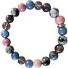 VLAN Bracciale Paura fobia Ombre domato - Lenisce le ansie e rilascia i blocchi - Avventurina Blu, Ametrina, Rhodocrosite & ossidiana Neve, 17cm, Pietra, Ametrina, avventurina blu, ossidiana neve