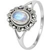 mantraroma Anello da donna in argento 925 con pietra di luna e pietra preziosa bianca, discretamente giocoso