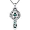 HUKKUN Collana da uomo in argento Sterling con croce a quattro vie, San Cristoforo/Memento Mori, gioiello religioso regalo, Misura unica, Argento sterling, Nessuna pietra preziosa