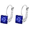 Lieson Orecchini Donna Titanio, Orecchino Argento Blu Orecchini Donna Vintage Quadrata con Zirconi Blu