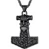 FaithHeart Collana da uomo con talismano vichingo a forma di martello di Thor, stile vintage, con ciondolo a forma di Mjolnir norreno, con robusta catena di grano, gioielli in acciaio inossidabile