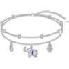 HUKKUN Cavigliera elefante argento 925 layering cavigliera granchi/evil eye elefante gioielli per donna, 23.8 cm, Argento sterling
