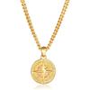 Kuzzoi 0108240420_50 - Collana da uomo con ciondolo a forma di bussola (34 mm), in argento Sterling 925 placcato oro, lunghezza 50 cm, con ciondolo lavorato a mano