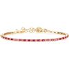 namana namama Bracciale Tennis Rosso Donna Argento 925 Placcato Oro con Zirconi Rossi Baguette 2x3 mm 16+5 cm Elegante