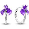 NARMO 925 Orecchini in Argento Sterling Hoop per le Donne Orecchini Viola Iris Fiore