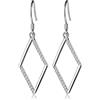 BCughia Orecchini pendenti, orecchini da donna alla moda in metallo argento bianco forma rotonda zirconia cubica Rombo regalo di San Valentino 25 x 13 mm, 25 x 13 mm, metallo, zirconia cubica, 25x13mm,