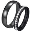 Lirzxin Anello di Matrimonio Uomo Donna, Anelli Acciaio Inossidabile Coppia Zirconi Fila e Rotondo Lucido 4MM Personalizzato Fedine/Fidanzamento/Nuziale Nero Donne 12 & Uomini 20