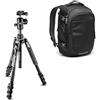 Manfrotto Befree Advanced Treppiede da Viaggio, 4 Sez. Alluminio, Chiusura a Leva, Testa a Sfera e Zaino Advanced Gear III per Fotocamera e PC, Divisori Imbottiti Intercambiabili, Attacco per Trepp-