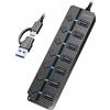 Logilink Hub Usb Logilink UA0420 Usb3.2 Gen1 7 porte Usb-a 5Gbps Switch on/off Nero [NULLIUS7PUA0420]