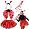 Orgoue Ladybug Costume Set, Ladybug Costume Bambini Costume Carnevale Signore Ladybug con fascia Ladybug, bacchette magiche, ali Ladybug e Tutu per Carnevale Motto Cosplay Party