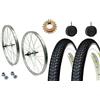 ECOVELO COPPIA RUOTE BICI 20 x 1.75 + PIGNONE 16 DENTI + COPERTONI BIANCO NERI + CAMERE + FLAP | CERCHI COMPLETI GRAZIELLA BICI EPOCA