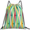 Generic Stampa Borsa Coulisse Colored Harlequin Sacca Sportiva Personalizzato Zainetto per Yoga Spiaggia Festival 36X42Cm