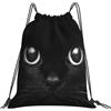 Generic Poliestere Borsa Sportiva da Palestra Cute Black White Cat Eye Sacca Sportiva Palestra Stampa Zaino Sportivo per Viaggi All'Aperto Uomo 36X42Cm