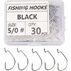 Mtlavishness Kit di ami da pesca a J da pesca a gambo lungo in acciaio inossidabile da 30 pezzi per acqua dolce salata