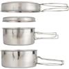 EffiFish Set di pentole da campeggio in acciaio inox, 4 pezzi, pentole e padelle con manici pieghevoli, per 2-3 persone, escursioni e picnic
