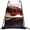 Generic Personalizzato Coulisse Tasche Marble Texture Roses Moutain Trees Scenery Sun Sunset Sacca Sportiva Palestra con Coulisse Gym Sack per Uomo Donna Spiaggia 36X42Cm