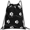 Generic Poliestere Coulisse Tasche Dog Paw Print Style Black Sacca Sportivo Stampa Zaino Sportivo per Sport Piscina Yoga 36X42Cm