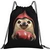 Generic Personalizzato Zaino Coulisse Boxing Sloth Sacca Sportiva Stampa Zaino da Viaggio per Festival Adulto Piscina 36X42Cm