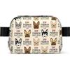 EdWal Marsupio quadrato con stampa di bulldog francese, unisex, regolabile, impermeabile, a tracolla