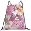Generic Personalizzato Borsa Sportiva da Palestra Flower Dreams Pink Mountains Are Calling Sacca Sportiva Poliestere Sacca Zaino Sportivo per Donna Nuoto Spiaggia 36X42Cm