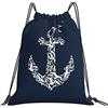 Generic Personalizzato Borsa Sportiva da Palestra Nautical Seagull Anchor Sacca Ginnastica con Coulisse Zaino da Viaggio per Sport Nuoto Festival 36X42Cm