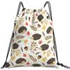 Generic Poliestere Borsa Coulisse Cute Hedgehogs Sacca Sportiva Palestra Unisex Zainetto per Festival Adulto Piscina 36X42Cm
