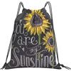 Generic Fashion Borsa Coulisse Blackboard Art Sunflower You Are My Sunshine Borsa Palestra Scuola Personalizzato Sacca Zaino Sportivo per Yoga Piscina Donna 36X42Cm