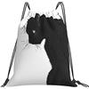 Generic Unisex Borsa Sportiva da Palestra Chinese Painting Cat Black Sacca Ginnastica con Coulisse Zainetto per Adulto Piscina Vacanze 36X42Cm