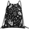Generic Poliestere Borsa Coulisse Magical Style Hand Eyes Moon Skull Cat Bat Snake Sacca Sportiva Personalizzato Zainetto per All'Aperto Spiaggia Viaggi 36X42Cm