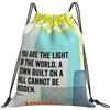 Generic Fashion Borsa Coulisse You Are The Light Contemporary Christianty Colorful Art Sacca Sportiva Personalizzato Zaino da Viaggio per All'Aperto Donna Spiaggia 36X42Cm