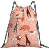 Generic Personalizzato Borsa Sportiva da Palestra Safari Animals Cute Cheetah Elephant Giraffe Zoo Sacca Sportiva Palestra Stampa Gym Sack per Nuoto Uomo Vacanze 36X42Cm