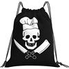 Generic Stampa Borsa Coulisse Skull Chef Sacchetto Sportivo Poliestere Gym Sack per Spiaggia Donna Sport 36X42Cm
