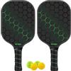 Generico Palette e palline per sottaceti, set di 2 palette per sottaceti | Kit Pickle Ball Gioco per interni ed esterni | Racchette per in fibra di vetro, 4 palline per, racchetta con impug