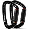 FresKaro CE and UIAA Certified Climbing Carabiners, 25kN/2550kg, Twist Lock, Suit for Rock Climbing, Rappelling, Camping, Dog Leash, Hammock, Swing, Yoga etc, D Shaped, Large Size, Black | Certificato CE, Twistlock, chiusura rapida, portata massima 2550 …