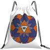 Generic Unisex Zaino Coulisse Psychedelic Flower Pattern And Triangle Eye Sacca Ginnastica Fashion Zainetti per Uomo Festival Spiaggia 36X42Cm