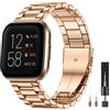CeMiKa Cinturino Compatibile con Fitbit Versa/Versa 2 Cinturini, Braccialetti Regolabili Inossidabile con Doppia Fibbia Pieghevole per Versa 2 Strap/Versa Lite Smartwatch, Donne Uomini, Oro Rosa