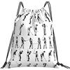 Generic Poliestere Borsa Coulisse Golf Swing Shown Sacca Sportiva Leggero Zaino Scuola per Adulto Piscina Sport 36X42Cm